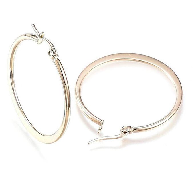 Platte goudkleurige stalen oorringen met klapsluiting - 37mm