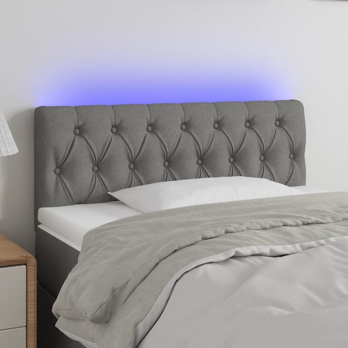 vidaXL - Hoofdbord - LED - 100x7x78/88 - cm - stof - donkergrijs