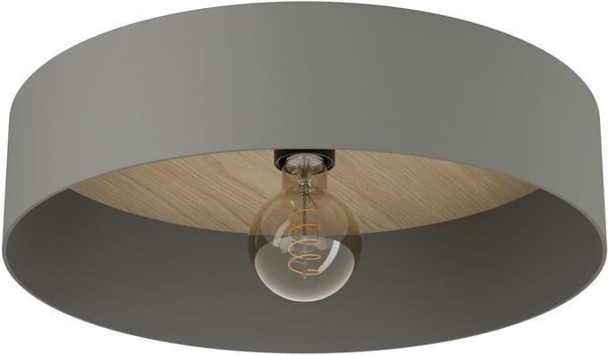 EGLO Duaia Plafondlamp - E27 - Ø 42 cm - Grijs - Hout|Staal - wisselbaar plafondpaneel