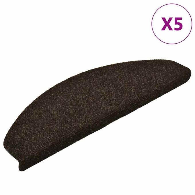 vidaXL - Trapmatten - Zelfklevend - 5 - stuks - 65x21x4 - cm - Donkerbruin - Halfrond - Groot