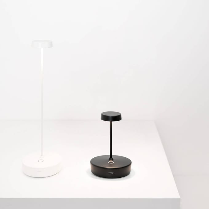 Zafferano LED tafellamp Swap mini, zwart, 15 cm IP65