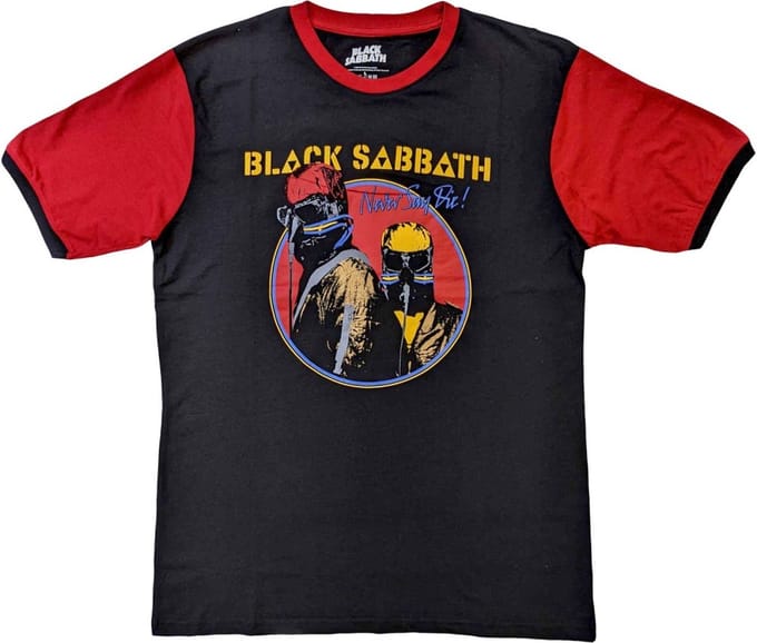 Black Sabbath - Never Say Die Heren T-shirt - M - Zwart/Rood