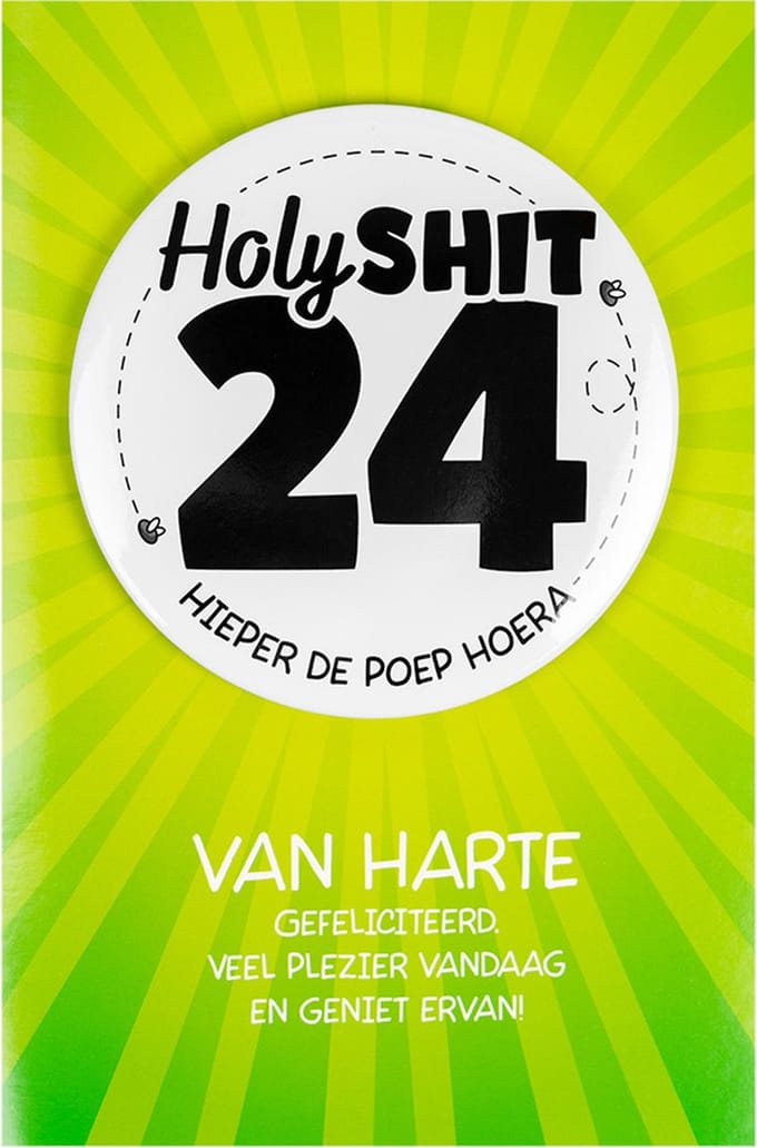 Shit wat een superleuke button | Wenskaart | 24 jaar