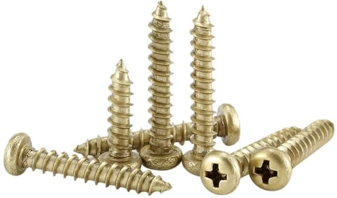 Dailygoods- Houtschroeven Zelftappend - Messing - Kruiskop - 10 Stuks - M5x16mm - Corrosiebestendig - Schroeven