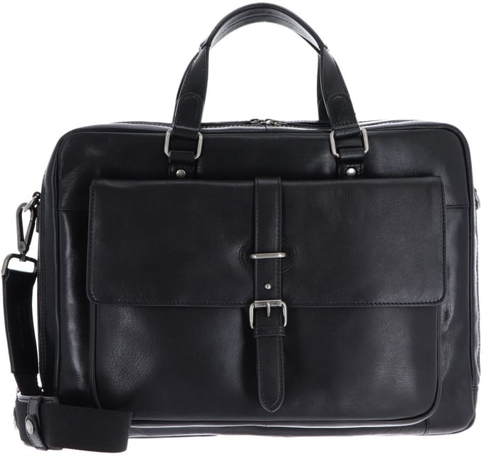 Leonhard Heyden Roma laptoptas 2-vaks met voorvak 13 inch - Zwart