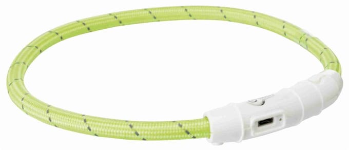 Trixie - Halsband Hond - Flash Lichthalsband - USB - TPU/Nylon - Groen - 65X0.7 cm