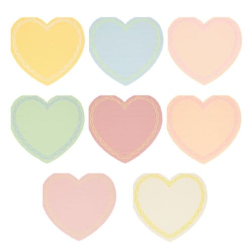 Meri meri valentijnsdag - servetten groot à 16 stuks, pastel hart