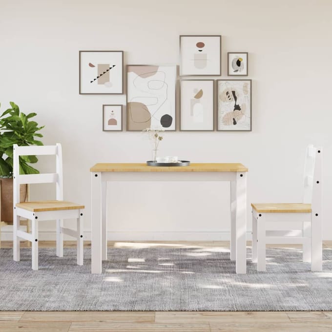 vidaXL - Eetkamerstoelen - 2 - st - PANAMA - 40x46x90 - cm - grenenhout - wit