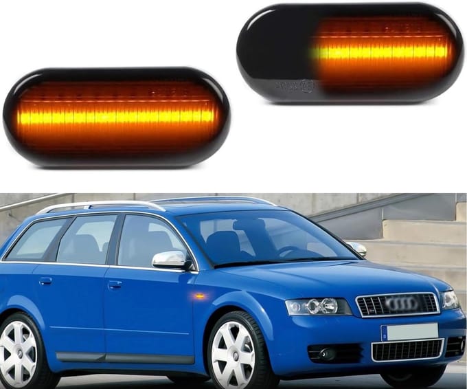 LED Dynamische Side Indicator Amber Super Heldere Canbus Sequentiële Repeater Lichten voor A-udi A3 S3 8P A4 S4 RS4 B6 B7 B8 A6 S6 RS6 C5 C7 (zwart)