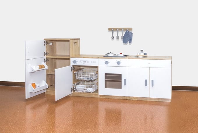 Vigatoys - Houten - Speelkeuken - Luxe - 4 delig - Wit. (met afwasmachine)