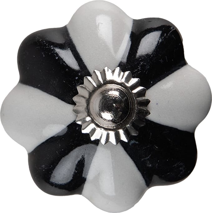 Clayre & Eef Deurknop Ø 4 cm Zwart Wit Keramiek