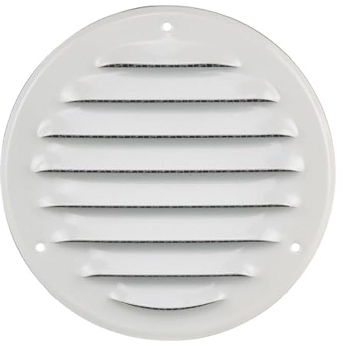 Rond Ventilatierooster 100mm - Plaatstaal Wit - Luchtafvoerrooster met Insectengaas