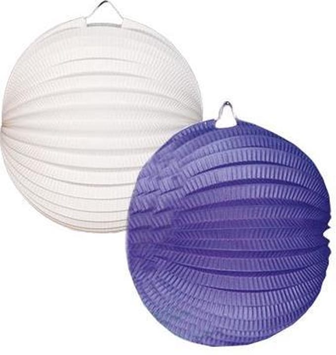 Lampionnen wit en blauw 4 stuks