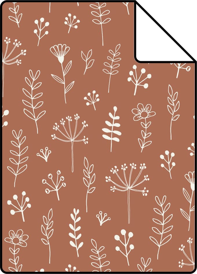 Proefstaal ESTAhome behang bloemmotief terracotta en wit - 26.5 x 21 cm - 139325-S