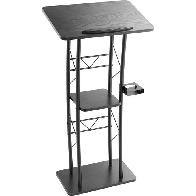 Podiumstandaard 47 inch Gebogen Metalen Lessenaar Opbergplank Klaslokaal Bruiloft