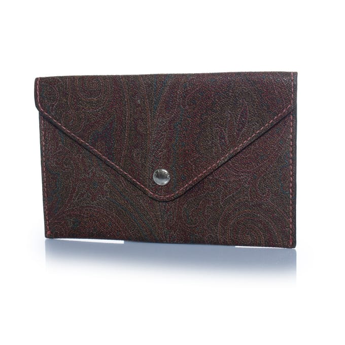 Etro, leren clutch met paisleyprint