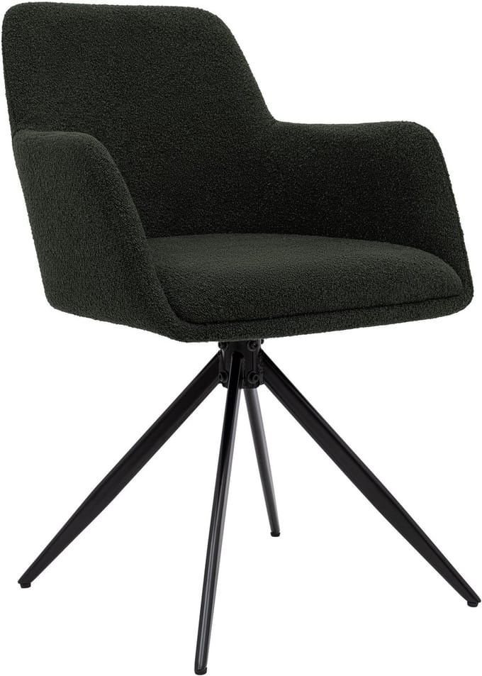 CLP Olema Eetkamerstoel - draaibaar - met armleuning - metalen frame - Teddy Stof/groen