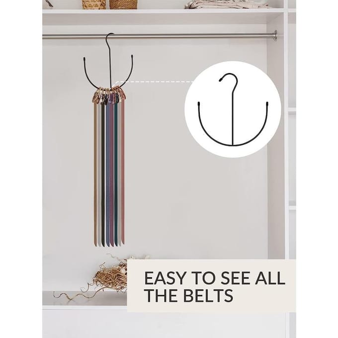 1 pièce de Cintre Multifonctionnel pour Ceinture, Organisateur de Rangement Pour Cravate, Foulard, Cintres à Ceinture one-size noir