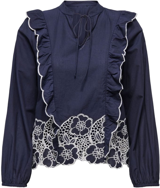 JDY - JDYHOLLY L/S EMB TOP WVN EXP - Dames - Blouses