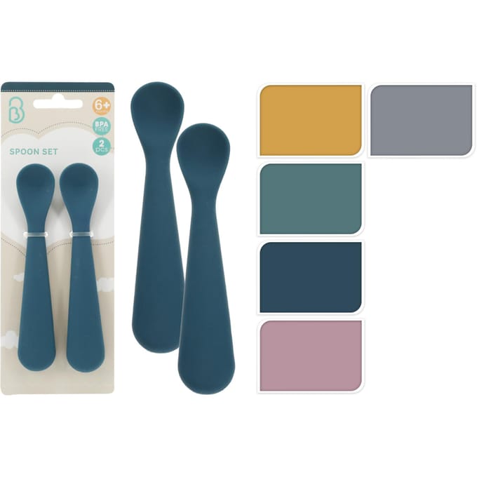 Lepel baby set 2sts siliconen 5 asst kleur