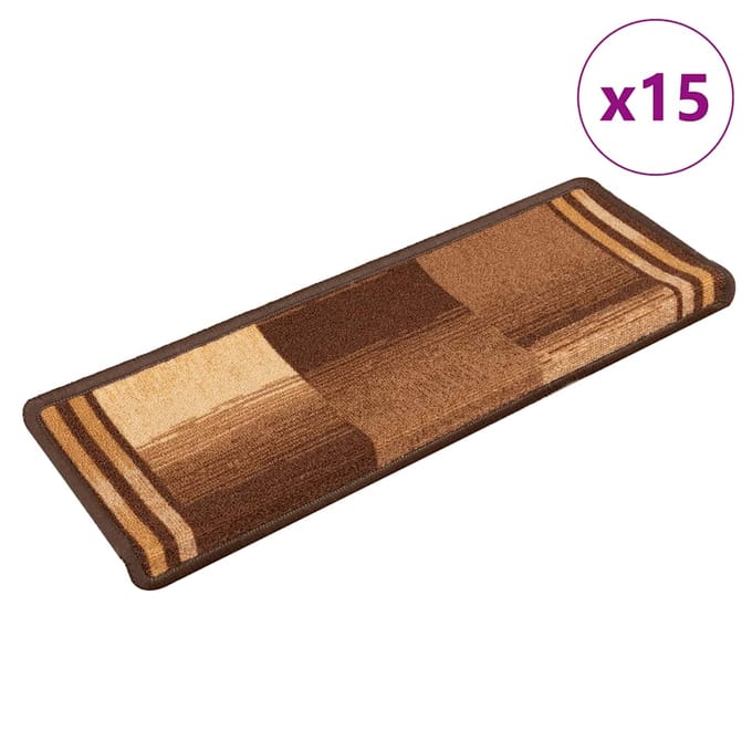 vidaXL - Trapmatten - zelfklevend - 15 - st - 65x21x4 - cm - bruin
