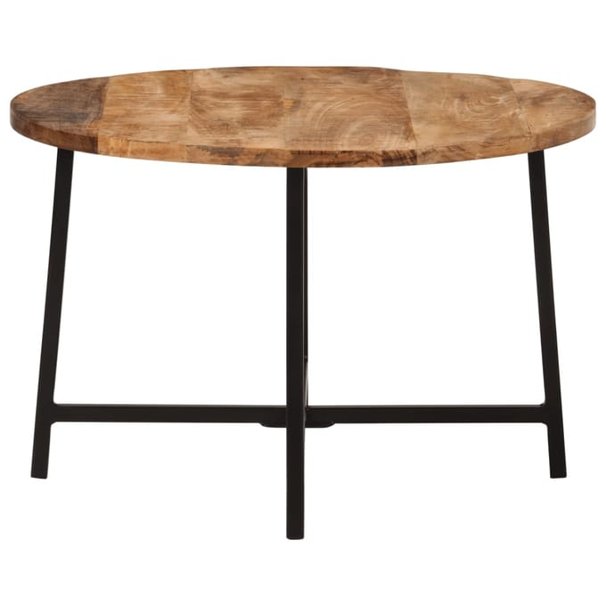 vidaXL - Salontafel - 54x54x35 - cm - massief - mangohout - en - ijzer