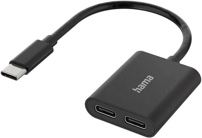Hama Audio-adapter 2in1 USB-C-st. - 2x USB-C-aansl. Audio + Opladen