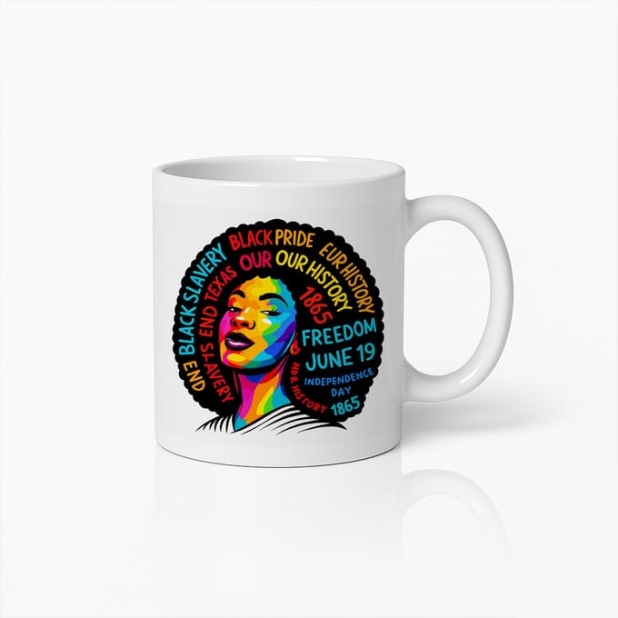 Juneteenth Freedom Mok – Wit 330 ml – Black Pride Afro Kunst Onafhankelijkheidsdag 1865 Koffiemok