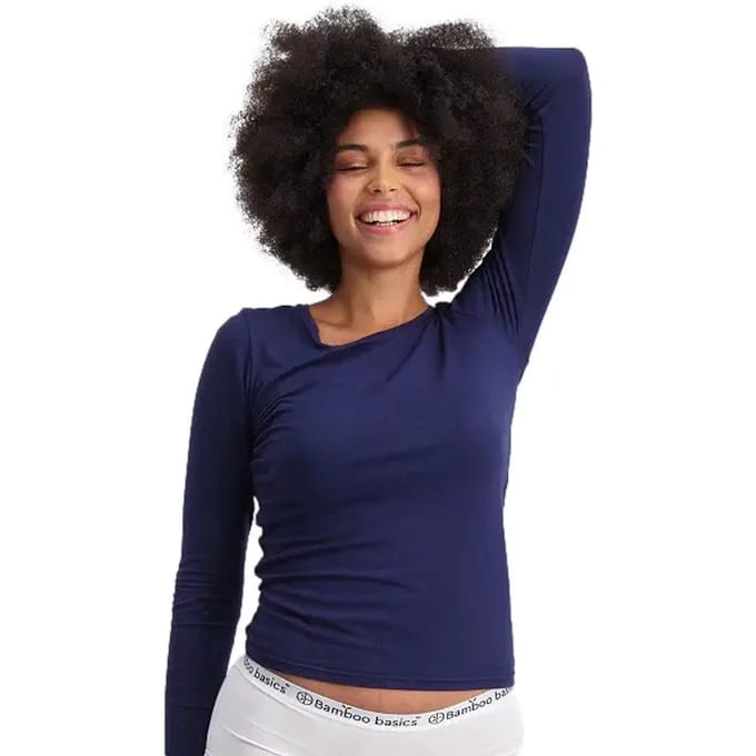 Comfortabel & Zijdezacht Bamboo Basics T-shirts lange mouw Lara (2-pack) - Navy - L