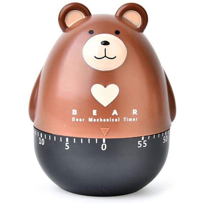 Bear Kitchen Timer Mechanical Kitchen Timer Clock Multipurpose Lovely Kitchen Cooking Tools marron