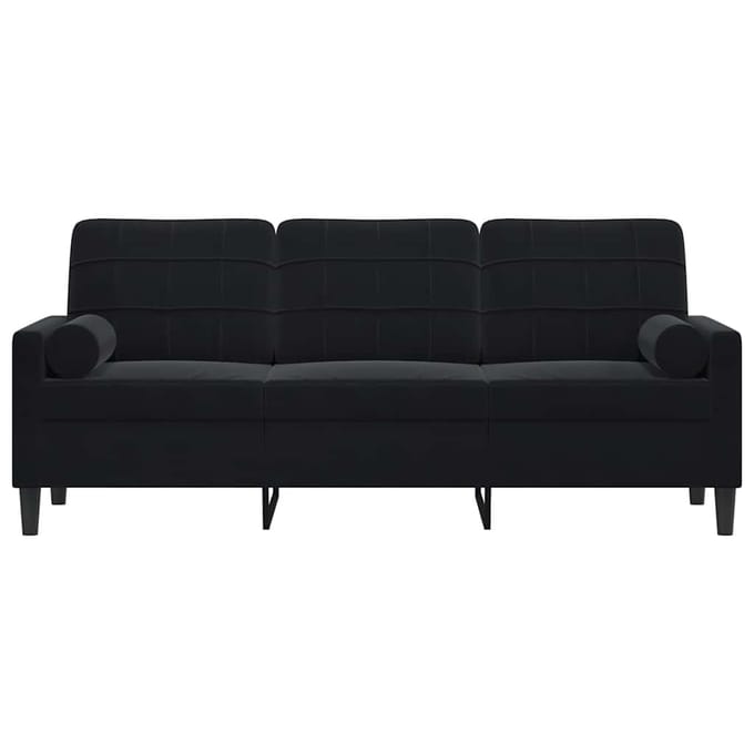 vidaXL - Driezitsbank - met - sierkussens - 180 - cm - fluweel - zwart