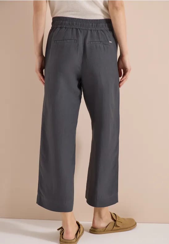 Broek met wijde pijpen in Loose Fit van linnenmix