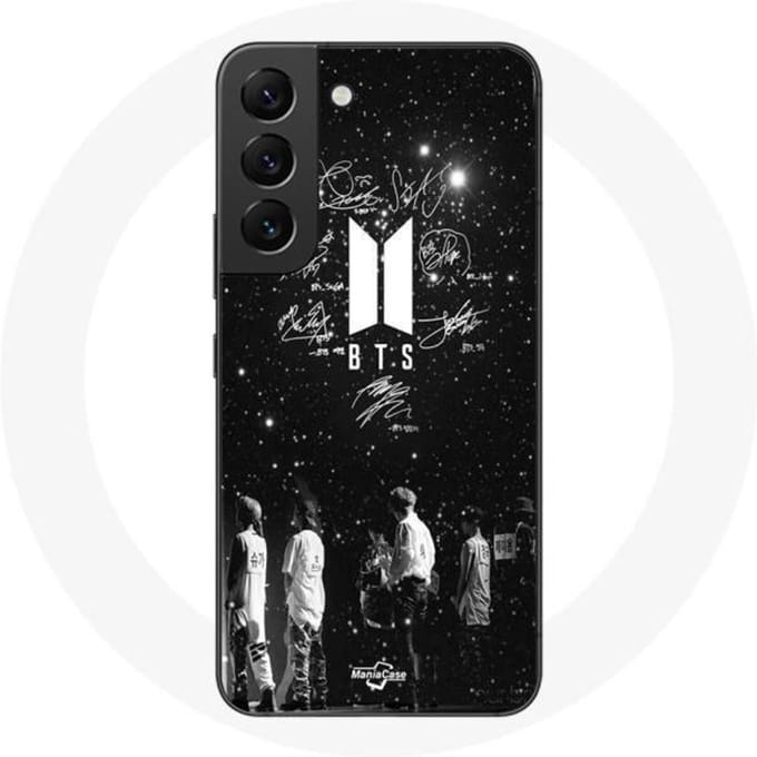 Hoesje - BTS - Samsung Galaxy S21 FE - Flexibel - Zwart - Handtekeningen Leden