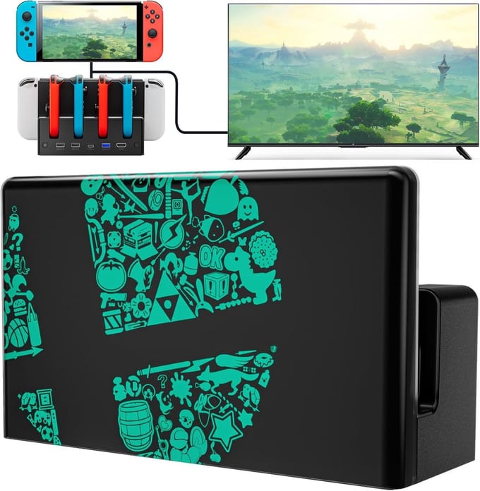 Compatibele TV Dock voor Switch en OLED met Oplader en 4K/1080P HDMI Ondersteuning