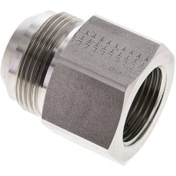 JIC Verloopnippel G1'' Binnendraad X UN 1-5/8''-12 Buitendraad RVS 140bar