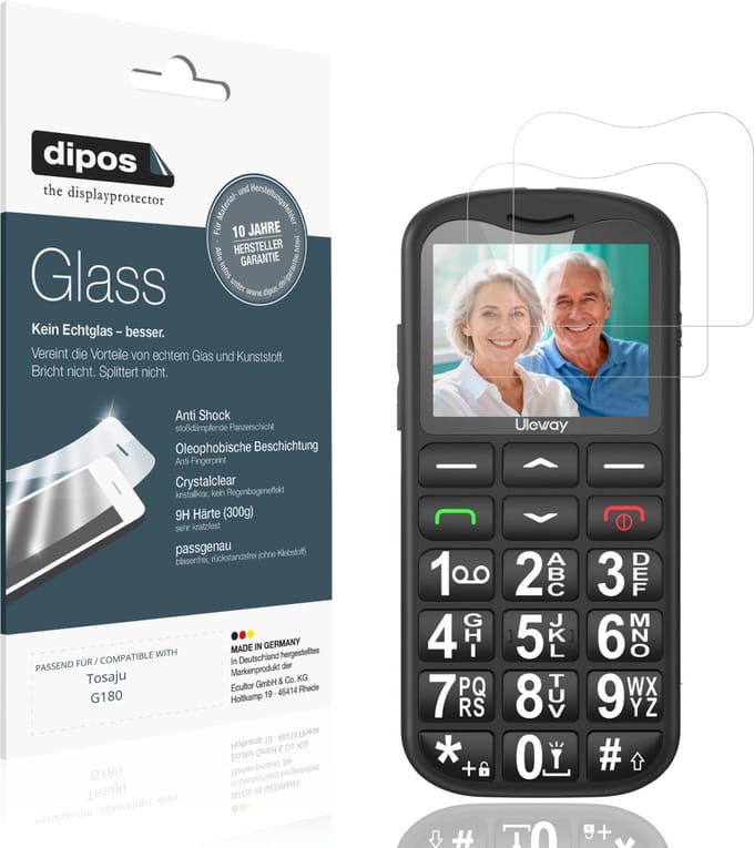 dipos – 2x Pantserfolie geschikt voor Tosaju G180 | 9H Screenprotector