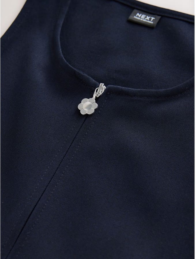 Next - Meisjes - Schooljurk met rits aan de voorkant, ruches in de taille - Blauw