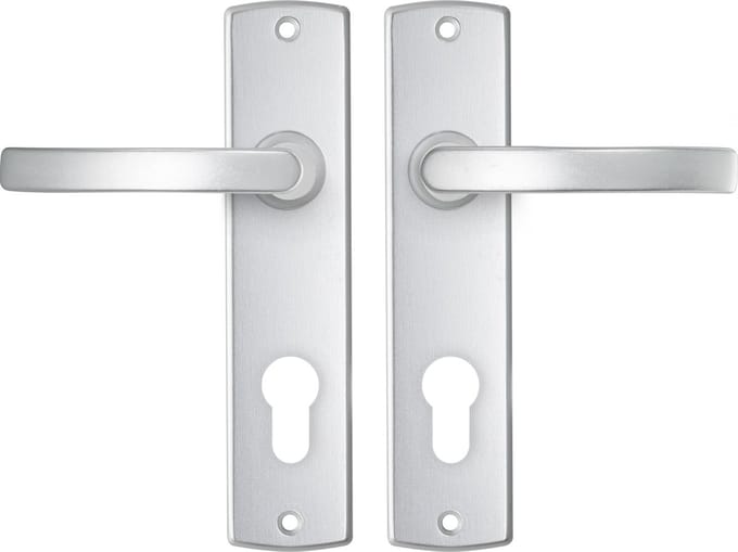 AXA Deurbeslag set Binnendeur - Curve Basic - Deurkruk Aluminium - Kruk L - Deurklink op schild - met cilindergat - PC72
