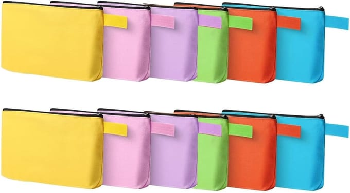 Multifunctionele Canvas Make-up Tassen - 12 Stuks Kleurige Pennen Etuis met Rits voor Creatieve Projecten