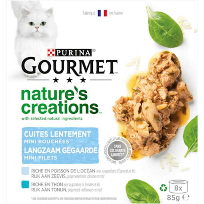 Gourmet Natures Creations - Mini Filets Zeevis en Tonijn - 8x85gr Natvoeding Katten