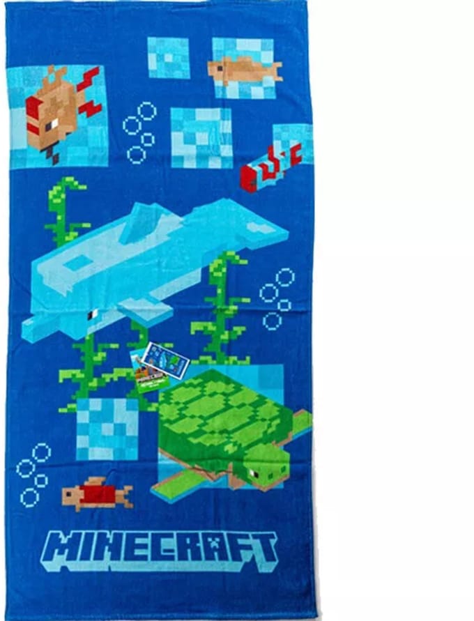 Minecraft Strandlaken Aqua 70 x 140 cm - katoen