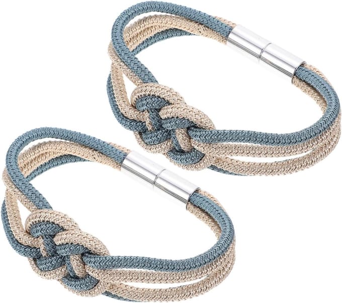 Flexibele Gordijnstrik - Bindband Gordijn - Raamdecoratie - Magnetische Sluiting - 2 Stuks - Beige