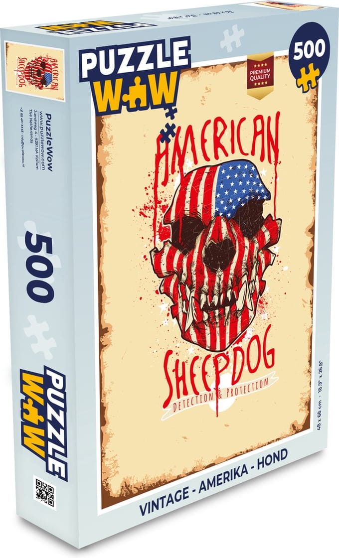 Puzzel Vintage - Amerika - Hond - Legpuzzel - Puzzel 500 stukjes