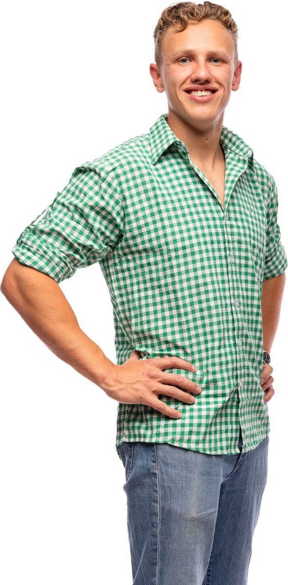 SAMEX Oktoberfest Overhemd - Trachtenhemd - Groen met Oktoberfestknopen