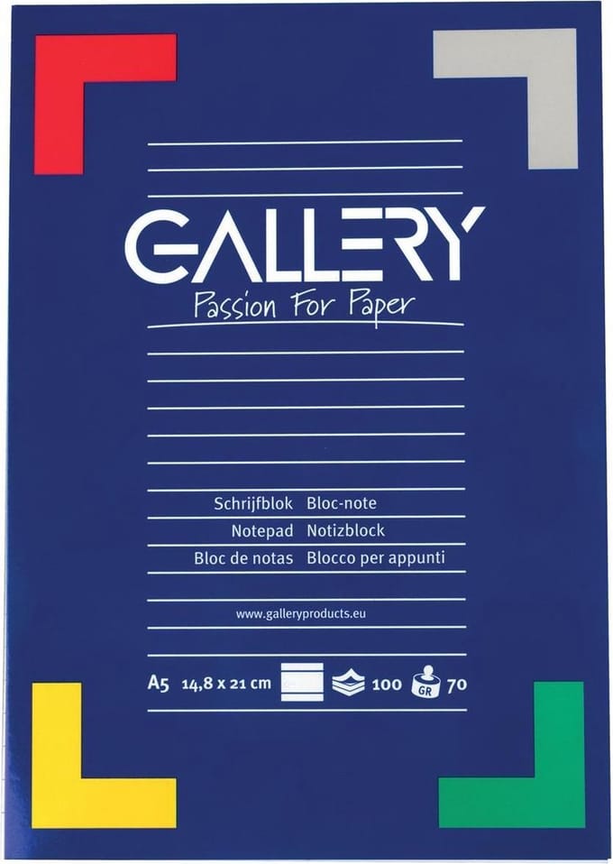 Gallery schrijfblok formaat A5 gelijnd 100 vel