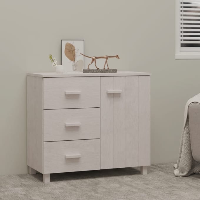 vidaXL - Dressoir - HAMAR - 90x40x80 - cm - massief - grenenhout - wit