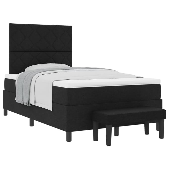 vidaXL - Boxspring - bed - met - hoofdeinde - Zwart - 120 - x - 190 - cm - Stof