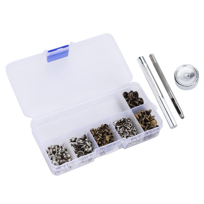 120 Set Messing Klinknagel Kit Dubbelzijdig Lederen Drukknoop Sluitingen Knop Knutselwerk Kledingaccessoires white