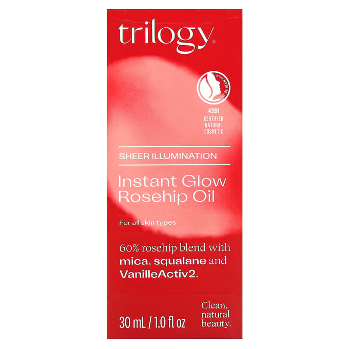 Trilogy, Instant Glow Rosehip Oil, 1 fl oz (30 ml) black