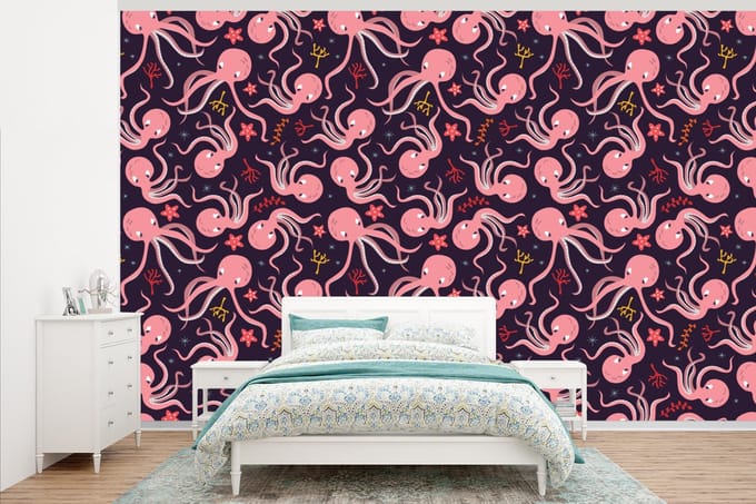 Behang - Fotobehang Octopus - Baby - Design - Breedte 345 cm x hoogte 220 cm